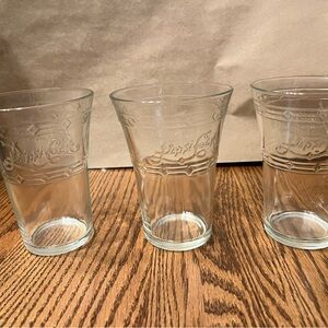 Vintage Pepsi Cola 4.75” Fountain Glasses With Etched Pepsi-Cola Logo